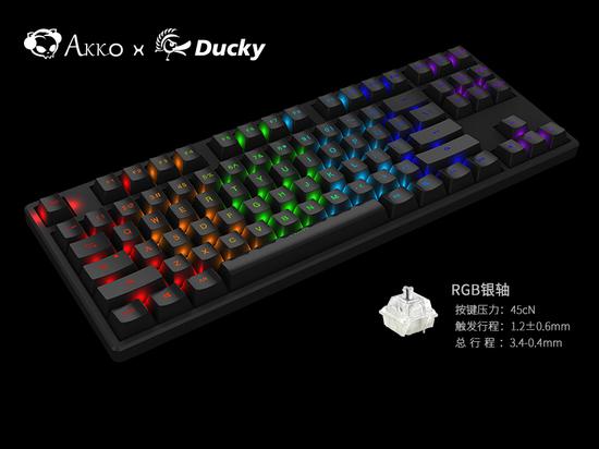 Akko X Ducky发布One 87 RGB银轴PBT二色机械键盘